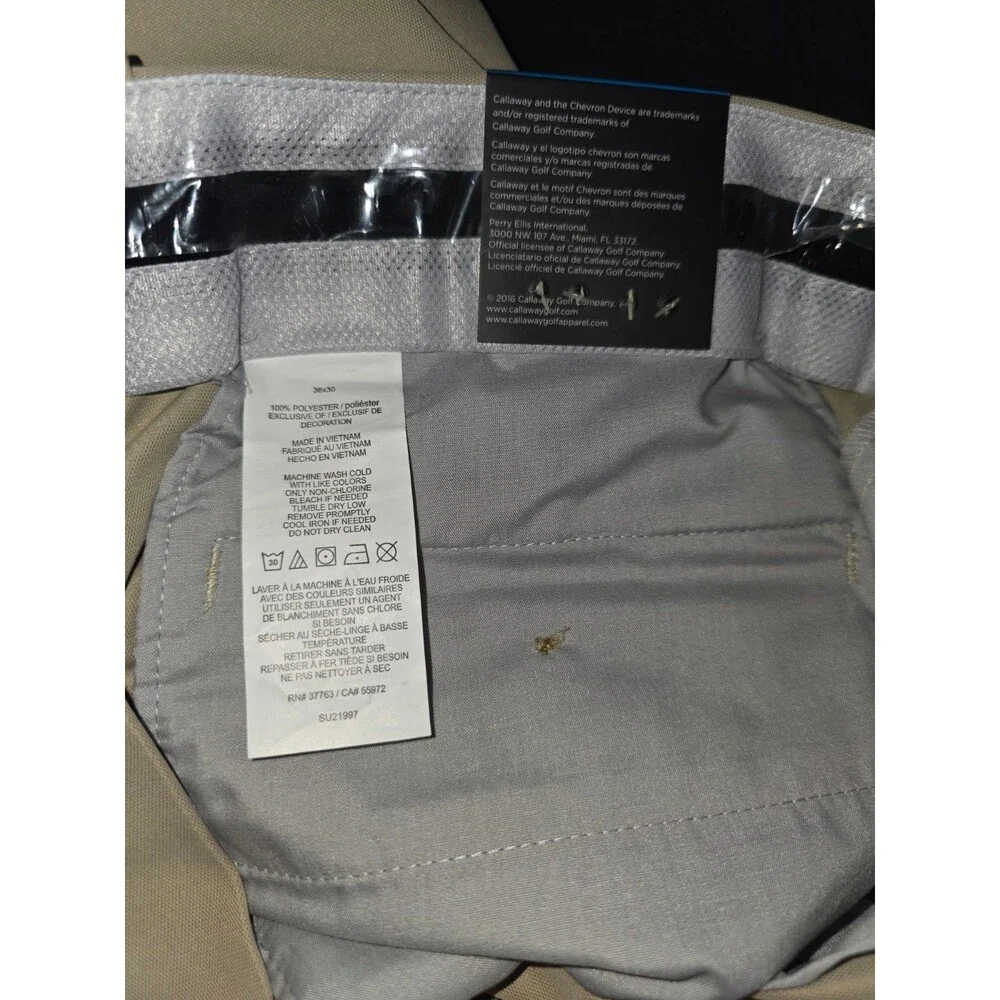 Callaway New Golf Pants Mens 36x30 Pro Spin 2.0 Straight Leg Relaxed Taupe